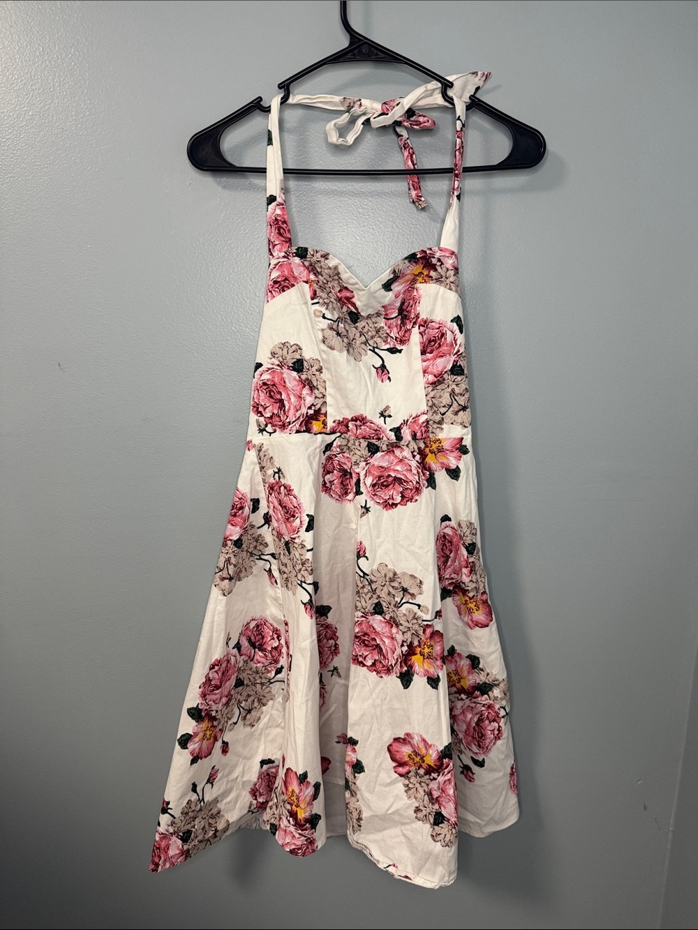Topdress Women’s White Floral Halter Toe Sundress Sz S